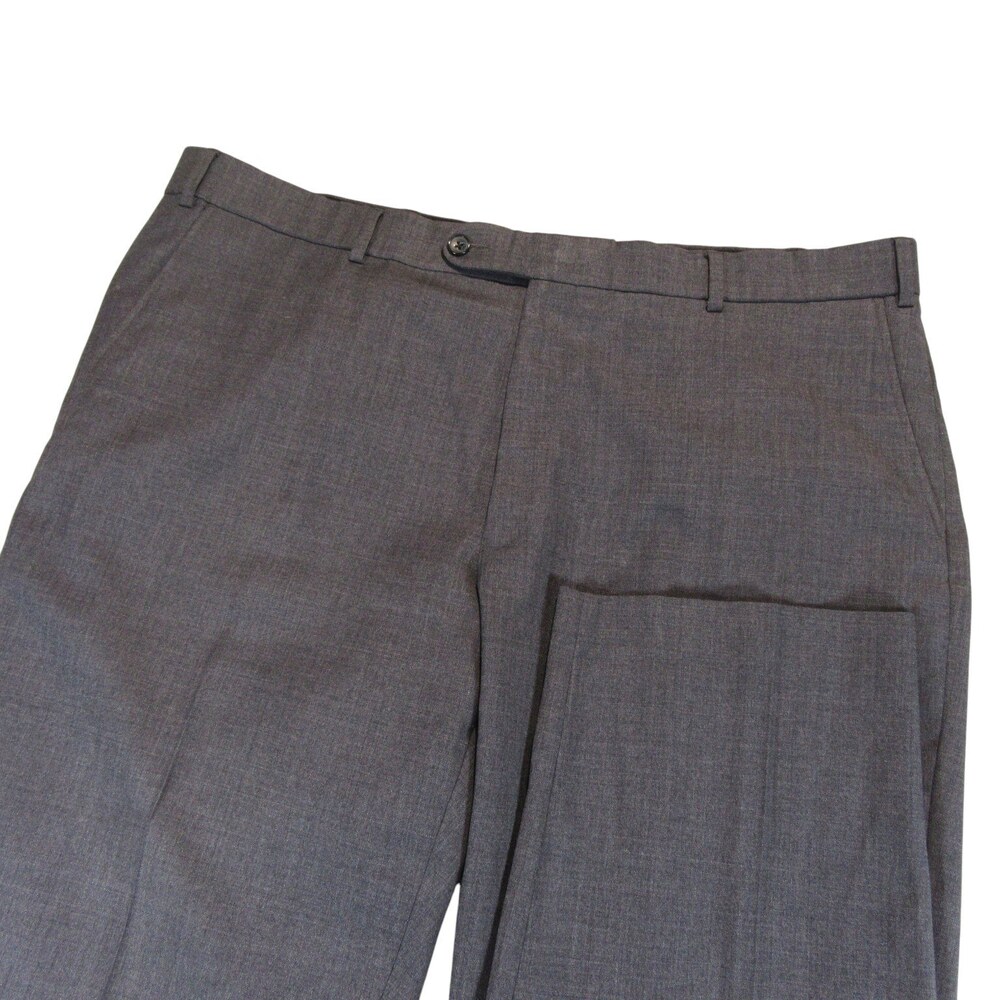 Enro Mens‎ Dress Pants 40 x 29 Dark Gray Wool Flat Front No Cuff Straight Leg